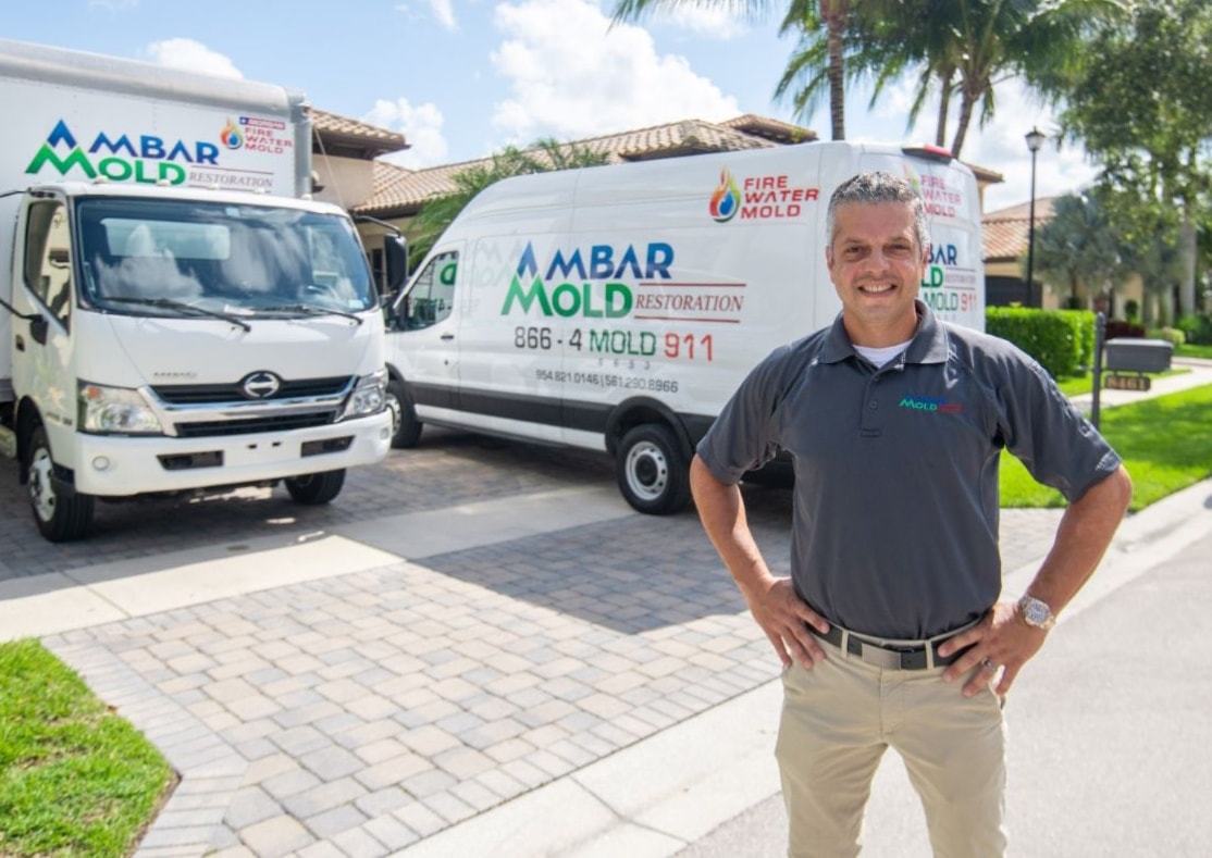 Ambar Mold Restoration team with branded vans